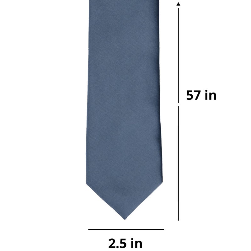 tiemart Premium Slim Necktie, 2.5" Width (Dusty Blue) - Image 4